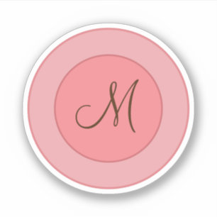 Elegant Coral Rosa Modern Monogram Klistermärken