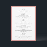Elegant Coral Rosa Monogram Modern Bröllop Meny<br><div class="desc">Moderna bröllop-menyer med ren design med serif och script typsnitt.</div>