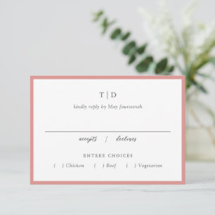 Elegant Coral Rosa Monogram Modern Bröllop OSA Kort