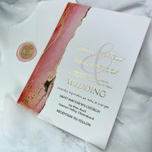 Elegant Coral Rosa och Guld Bröllop