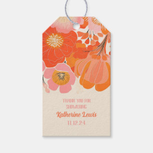 Elegant Coral Rosa Poppy Flower Presentetikett