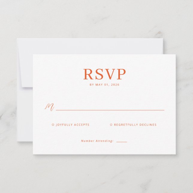 Elegant Coral RSVP-kort OSA Kort (Framsida)