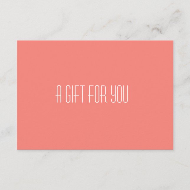 Elegant Coral Salon Boutique Gift-certifikat Tilläggskort (Framsida)