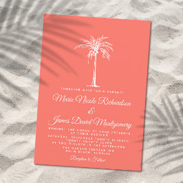 Elegant Coral White Handflatan Träd Formal Beach W Inbjudningar
