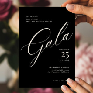 Elegant Corporate Black Tie Calligraphy Gala Inbjudningar