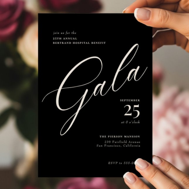 Elegant Corporate Black Tie Calligraphy Gala Inbjudningar (Skapare uppladdad)