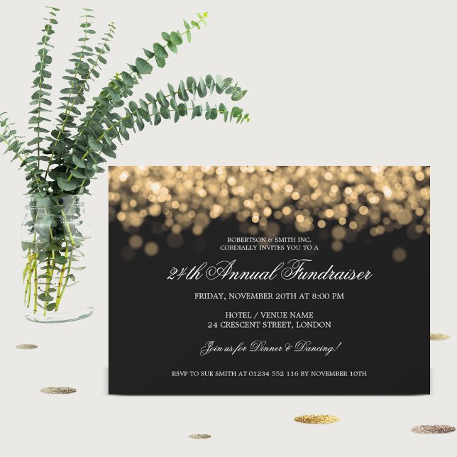 Elegant Corporate Fundraiser Guld Ljus Inbjudningar (Skapare uppladdad)