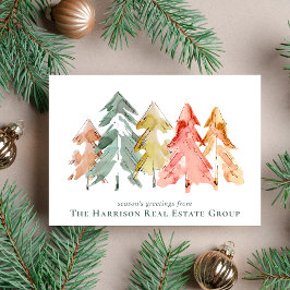 Elegant Corporate Gräs Träd Watercolor Helgkort