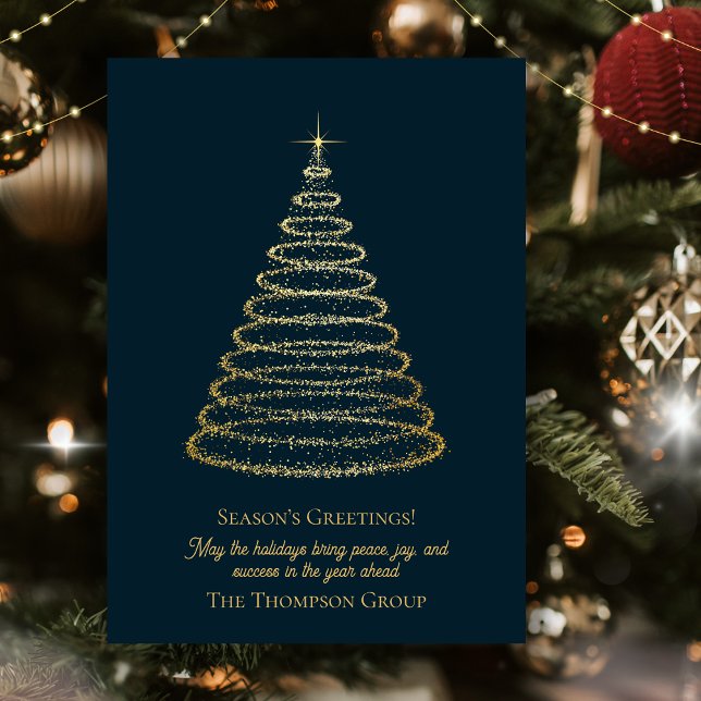 Elegant Corporate Guld Julgran Helgdag Card Julkort (Elegant Corporate Gold Christmas Tree Holiday Card)