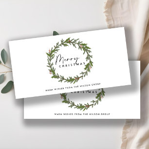 ELEGANT CORPORATE HOLLY BERRY WREATH CHRISTMAS JULKORT