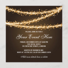 Elegant Corporate Party Guld String Ljus Inbjudningar