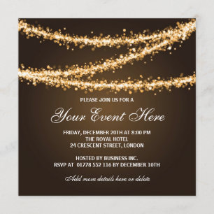 Elegant Corporate Party Guld String Ljus Inbjudningar