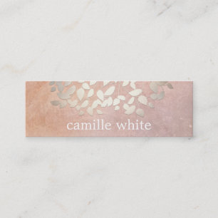 Elegant Cosmetology Faux Gold Foil Lövs Peach Mini Visitkort