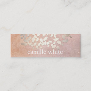 Elegant Cosmetology Faux Gold Foil Lövs Peach Mini Visitkort