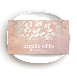 Elegant Cosmetology Faux Gold Foil Lövs Peach Visitkort