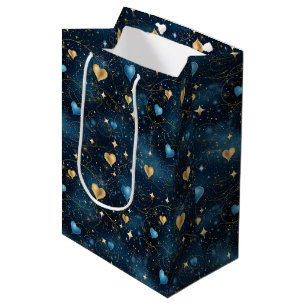 Elegant Cosmic Hearts in Blue and Guld