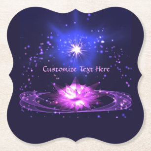 Elegant Cosmic Zen Lila Crystal Lotus Flower Underlägg Papper