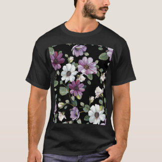 Elegant Cosmos Flowers: Vattenfärg Sömlös. T Shirt