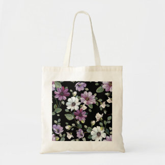 Elegant Cosmos Flowers: Vattenfärg Sömlös. Tygkasse