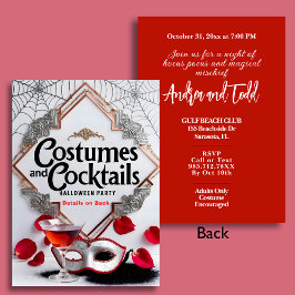 Elegant Costumes and cocktails Halloween fest Inbjudningar
