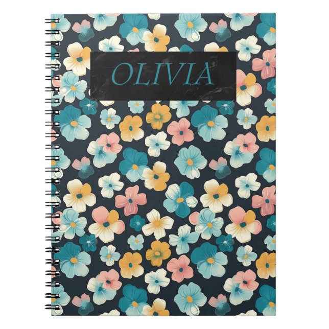 Elegant Cottagecore-Blommigtar Anteckningsbok (Framsidan)