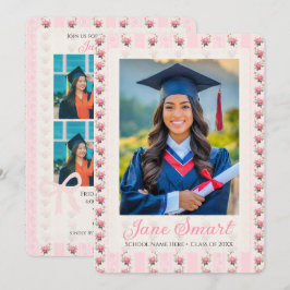 Elegant Cottagecore Graduation Announcement (pink) Inbjudningar