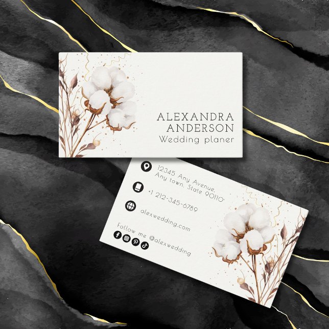 Elegant Cotton Pampas Grass Boho Professionell Visitkort (Elegant Cotton Pampas Grass Boho Professional Business Card)