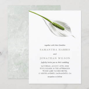 Elegant Cotton White Peace Lily Bröllop Inbjudningar