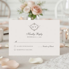 Elegant Country Monogram Wedding RSVP Card OSA Kort