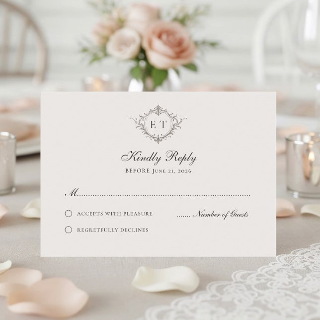 Elegant Country Monogram Wedding RSVP Card OSA Kort (Skapare uppladdad)