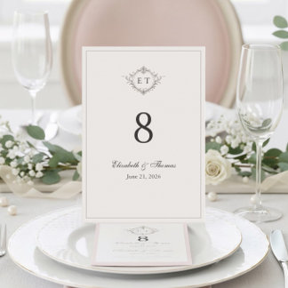 Elegant Country Monogram Wedding Table Number Bordsnummer