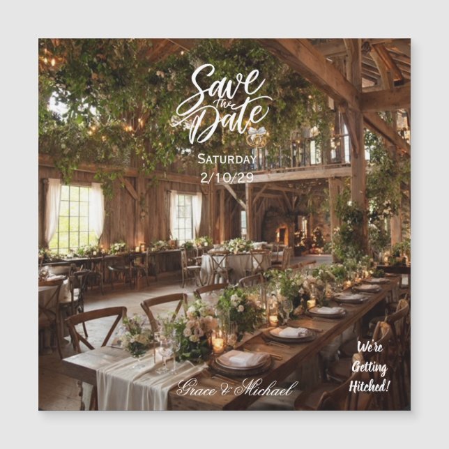 ELEGANT COUNTRY-STYLE SAVE DATE MAGNET  (Framsida)