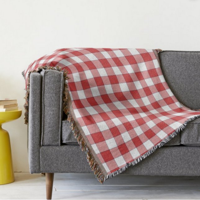 Elegant Countryside Picnic White Red Checkered Filt (Skapare uppladdad)