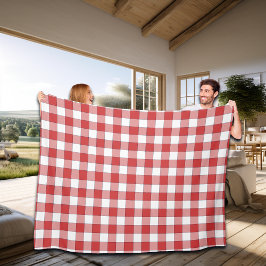 Elegant Countryside Picnic White Red Checkered Fleecefilt