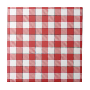 Elegant Countryside Picnic White Red Checkered Kakelplatta