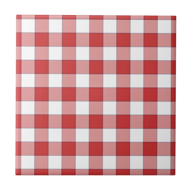Elegant Countryside Picnic White Red Checkered Kakelplatta (Framsidan)