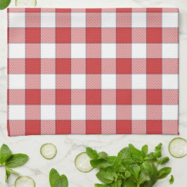 Elegant Countryside Picnic White Red Checkered Kökshandduk