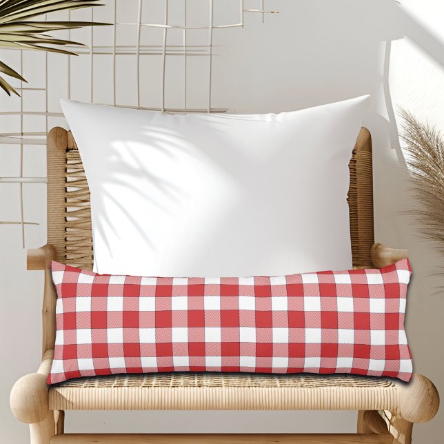 Elegant Countryside Picnic White Red Checkered Kroppskudde (Skapare uppladdad)
