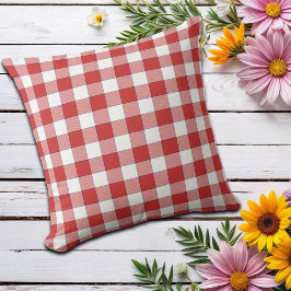 Elegant Countryside Picnic White Red Checkered Kudde