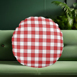 Elegant Countryside Picnic White Red Checkered Rund Kudde