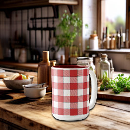 Elegant Countryside Picnic White Red Checkered Två-Tonad Mugg
