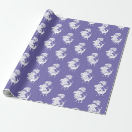Elegant Countryside Toile-Hjort på Periwinkle Blue Presentpapper