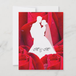 elegant couple red roses inbjudningar