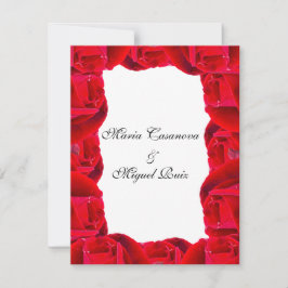 elegant couple red roses inbjudningar