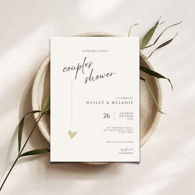 Elegant Couples Shower Calligraphy Typo Wedding  Inbjudningar (Skapare uppladdad)