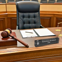 Elegant Court Domare Black Desk Namnskylt