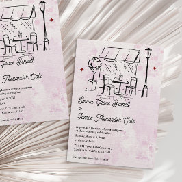 Elegant Courtyard Bistro Theme Romantic Wedding Inbjudningar