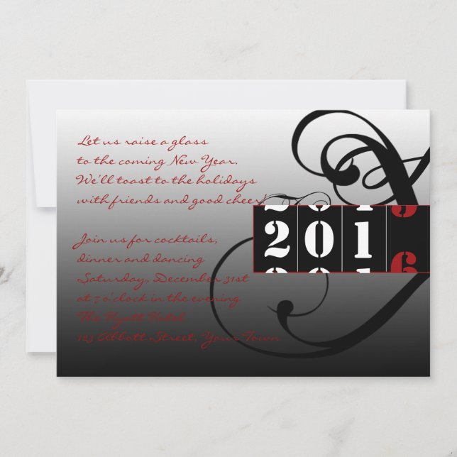 Elegant Coutdown till Nyårsaftonen Party Inbjudningar (Framsida)