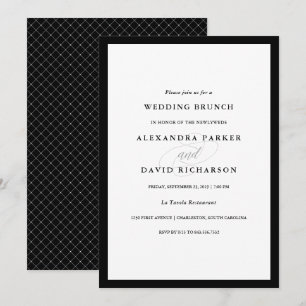 Elegant Couture   Black and White Bröllop Brunch Inbjudningar