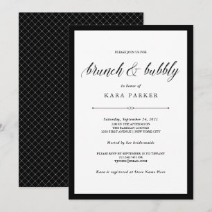 Elegant Couture Black and White Brunch and Bubble Inbjudningar